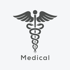 Caduceus medical symbol vector with editable stroke.	