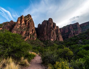 Hiking trail through a rugged canyon