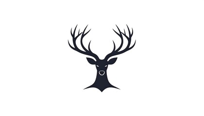 Simple, elegant silhouette of a stag's head against a clean white background.