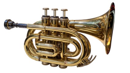 Trumpet Isolated on a White Background with Copy Text Space. Musical Instrument Element for Concert Posters, Cultural Themes, and Art-Inspired Designs. PNG File