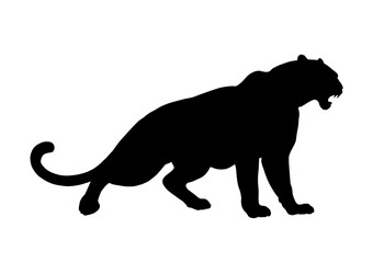 panther roaring silhouette - vector illustration