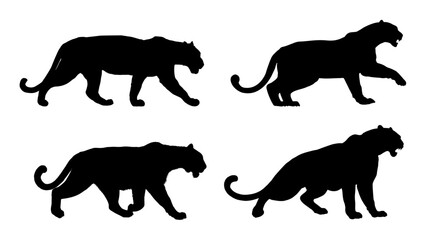 Black panther silhouette set - vecrot illustration