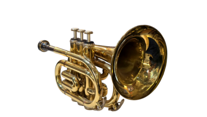 Trumpet Isolated on a White Background with Copy Text Space. Musical Instrument Element for Concert Posters, Cultural Themes, and Art-Inspired Designs. PNG File