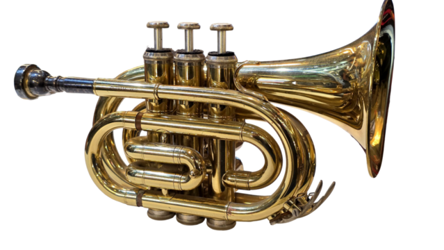 Trumpet Isolated on a White Background with Copy Text Space. Musical Instrument Element for Concert Posters, Cultural Themes, and Art-Inspired Designs. PNG File
