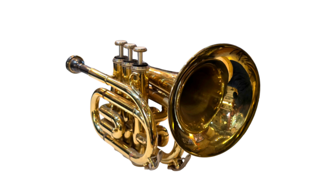 Trumpet Isolated on a White Background with Copy Text Space. Musical Instrument Element for Concert Posters, Cultural Themes, and Art-Inspired Designs. PNG File