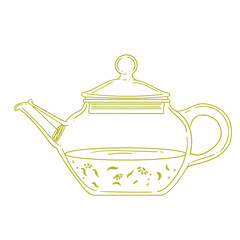Set of original illustrations of a teapot. Vintage ink drawing for cards, menus, cafes, baristas, tea houses, or graphic design. In vector format.
