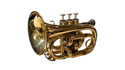 Trumpet Isolated on a White Background with Copy Text Space. Musical Instrument Element for Concert Posters, Cultural Themes, and Art-Inspired Designs. PNG File