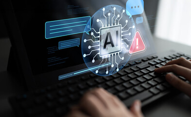 AI interface showing prompt error warning and system alert. AI prompt failure can lead to incorrect...