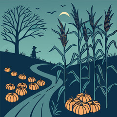 Pumpkin Patch – Harvest Farm Silhouette Vector
