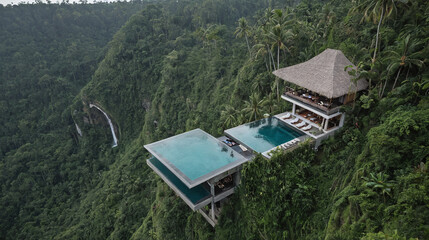 Cliffside Resorts Infinity pools suspended above lush jungles