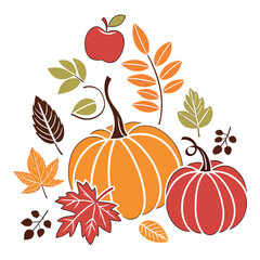 Autumn Harvest Silhouette Vector Set with Pumpkins – Fall Seasonal Vector