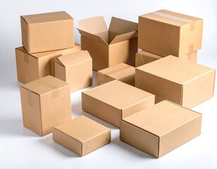 Fototapeta premium Cardboard boxes arranged on white background