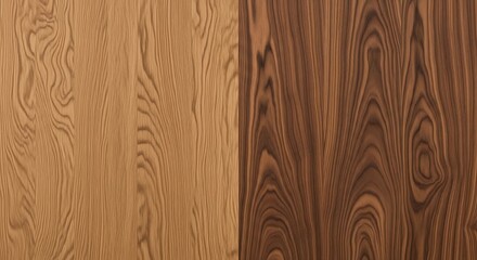 Contrasting natural and dark brown wood textures.