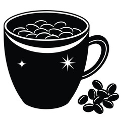 cup of coffee with beans
