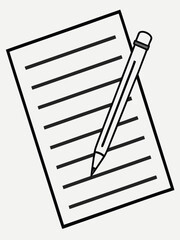 Pencil writing on lined paper simple illustration for education creativity and writing skills perfect for back to school themes or office related projects