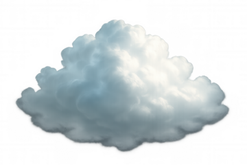 Fluffy white cumulus cloud floating against a transparent background, perfect for weather or nature-themed projects