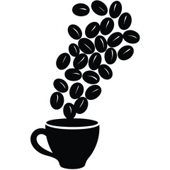 coffee beans arranged like rising steam