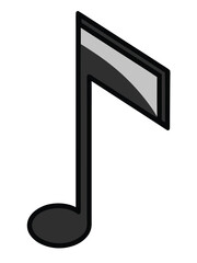 Single Eighth Note Illustration with Gray Shading Musical Symbol for Education and Design Projects Isolated on White Background Perfect for Composers and Students