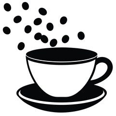 elegant teacup style coffee cup with beans
