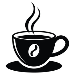 steaming espresso cup with bean steam swirl