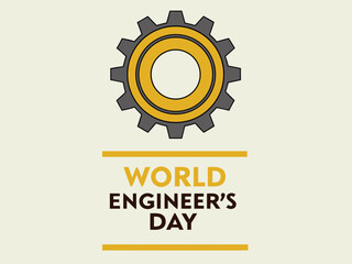 Fototapeta premium World Engineers Day with yellow and grey gear and text on beige background engineering celebration