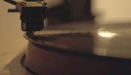 Close-up of a vinyl record player