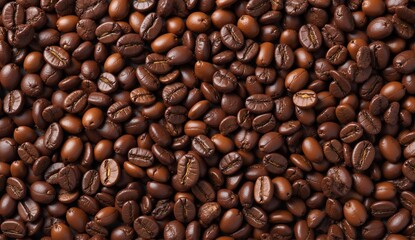 Fototapeta premium Tileable texture of roasted coffee beans. Detailed view showcasing rich browns, oils, and cracks for a realistic, repeating pattern., ultra detailed, 8k resolution, HDR, professional