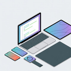 A modern laptop computer with a blank screen on a desk, perfect for showcasing website concepts