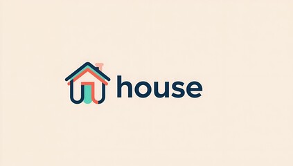 Fototapeta premium House icon on red background, simple real estate symbol for property, home design logo, architecture illustration and residential branding