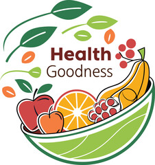 Print Health Goodness – Fresh Fruit Nutrition Vector Illustration