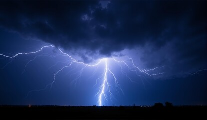 Stunning wide-angle view of 'spider lightning' – electric webs crawling beneath a colossal storm cloud in a dramatic display., ultra detailed, 8k resolution, HDR, professional