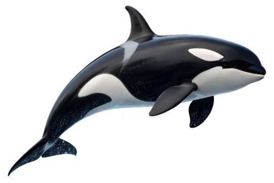 Majestic Orca Killer Whale Breaching in the Deep Blue Ocean Waters Showcasing Powerful Marine Life Ecosystem