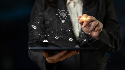 AI innovation with neural network and digital transformation. AI innovation drives automation, powers ideas, AI innovation enhances SEO, and AI innovation enables global connection. Latch