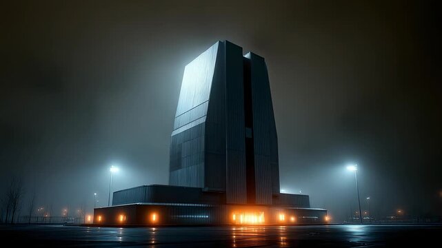 Modern Architecture Under Night Sky Shows Technological Sense