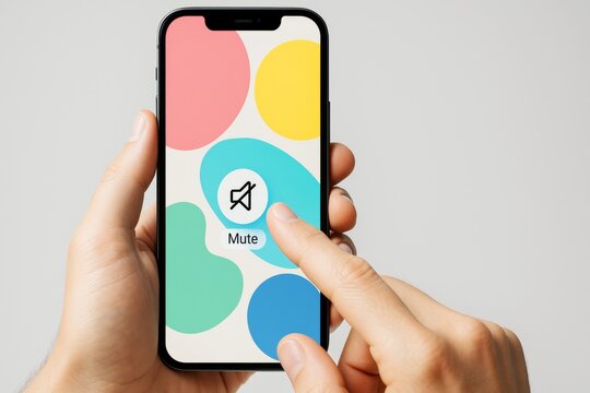 A hand mutes the sound on a smartphone, showcasing a clean and modern design.