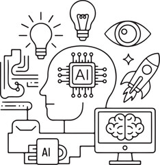 Artificial intelligence brain and futuristic technology concepts
