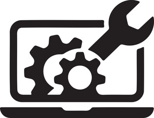 Computer repair and technical support service icons for digital platforms