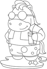 Horse Beach Beverage Summer Animal Vector Graphic Ar Illustration