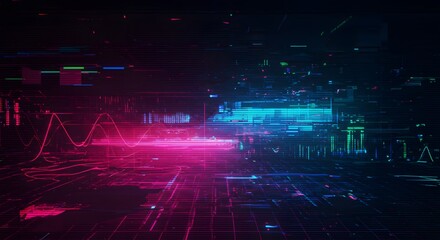 Neon Data Stream: A vibrant stream of data visualized with neon lights, showcasing the intricate flow of digital information in a captivating display.