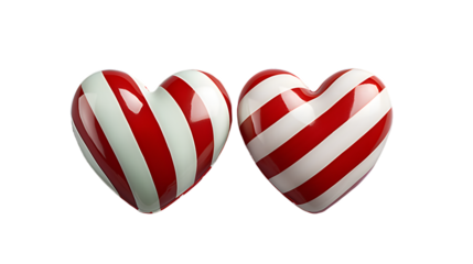 Playful Candy Cane Hearts Pair with Alternating Colors