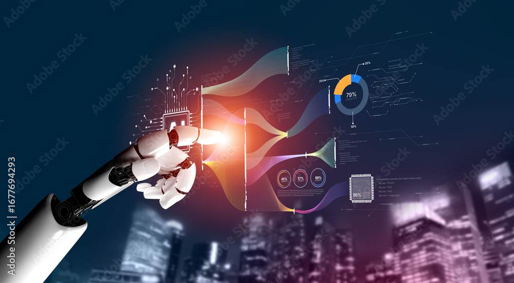 Aufkleber ai brain processes big data with generative ai, llms, and machine learning to support business decis