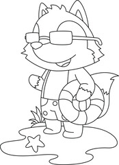 Wolf Beach Inflatable float Summer Animal Vector Grahic Art Illustration