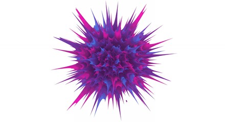 Abstract spiky geometric shape in pink purple and blue colors isolated