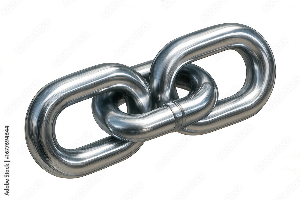 Poster metallic chain links connecting, gleaming surface reflecting light, representing teamwork and unity 