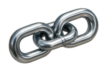 Obraz premium Metallic chain links connecting, gleaming surface reflecting light, representing teamwork and unity against clean transparent backdrop