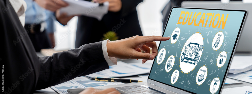 Poster business intelligence and data analysis concept. analyst team working on financial data analysis das
