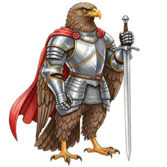 Fototapeta premium Eagle Knight Fantasy Character with Sword and Armor