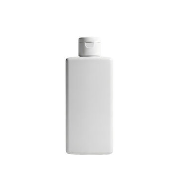 White rectangular bottle with flip top cap isolated on transparent background