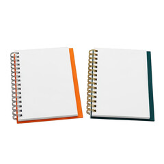 Two open spiral notebooks isolated on transparent background