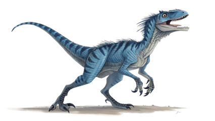 Fototapeta premium Blue raptor dinosaur illustration predatory animal jurassic period velociraptor extinct species art